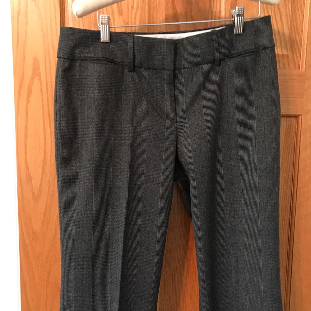 Loft grey patterned slacks. Sits at hips. Julie trouser (curvy).